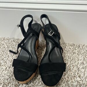 Charles David Black Strappy Wedges